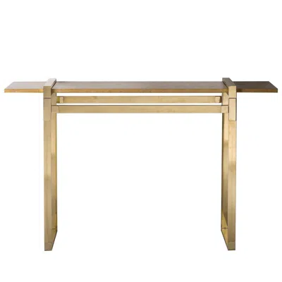 Pre-owned Villari Venusia Brass Frame With Marble Top Console In Sand