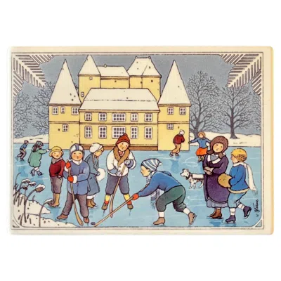 Pre-owned Villeroy & Boch 1980s Porcelain Postcard By Karin Blume, Vintage Winter Scene, Villeroy And Boch In Gray