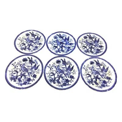 Pre-owned Villeroy & Boch 19th Century Flow Blue V&b Villeroy Boch Lot Of 6 Plates Pheasant Series Decor