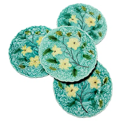 Pre-owned Villeroy & Boch 19th Century Majolica  Turquoise Four Platters In Blue