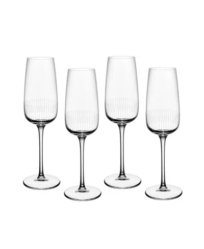 Villeroy & Boch Afina Flute Champagne Glasses, Set Of 4 In Transparent