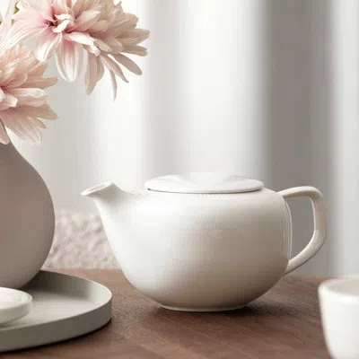 Villeroy & Boch Afina Teapot With Lid And Filter, Premium Porcelain, Made In Germany, Dishwasher And Microwave Safe, In White