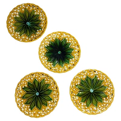 Pre-owned Villeroy & Boch Antique  Majolica Plates, Art Nouveau, 17cm Diameter In Brown