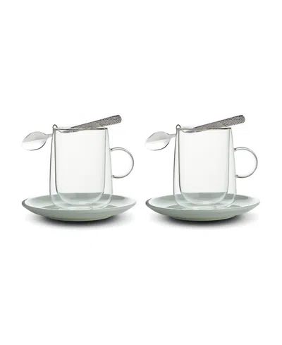VILLEROY & BOCH ARTESANO HOT COLD CLEAR INSULATED COFFEE MUGS, SET OF 2