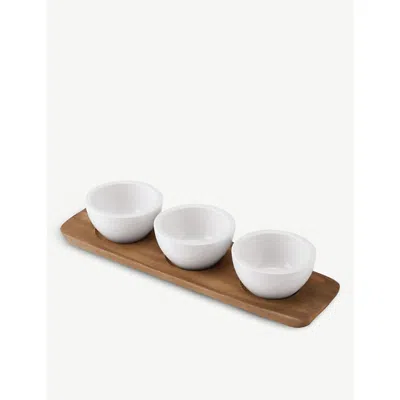 Villeroy & Boch Artesano Original Porcelain And Wood Dip Bowl Set