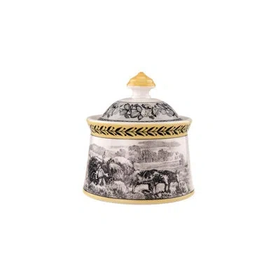 Villeroy & Boch Audun Ferme 10 Oz. Sugar Bowl With Lid In Gray;yellow
