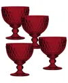 Villeroy & Boch Boston Red Crystal Dessert Bowl/ Champagne Glass, Set Of 4 In Red
