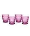 Villeroy & Boch Boston Double Old Fashioned Glasses, Set Of 4 In Berry