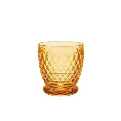 Villeroy & Boch Boston Double Old Fashioned Tumbler, 11 Oz, Crystal Glass Tumbler For Hot And Cold Drinks, Dishwashe In Yellow