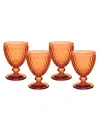 Villeroy & Boch Boston Goblets, Set Of 4 In Apricot