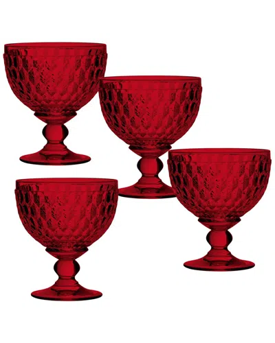 Villeroy & Boch Boston Set Of 4 Colored Champagne / Dessert Bowls In Red