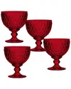 Villeroy & Boch Boston Red Crystal Dessert Bowl/ Champagne Glass, Set Of 4 In Red