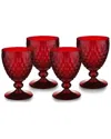 Villeroy & Boch Boston Goblet, Set Of 4 In Red