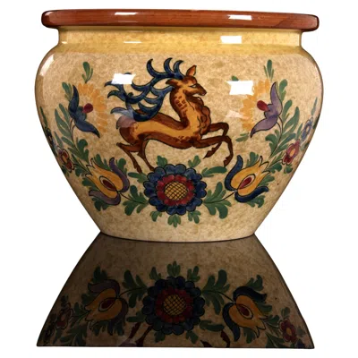 Pre-owned Villeroy & Boch Cachepot Ø 22cm Planter By  Dresden Art Deco Model " Steiermark " In Brown