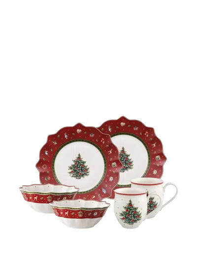 Villeroy & Boch Christmas Ruffled-edge Breakfast Set In Red