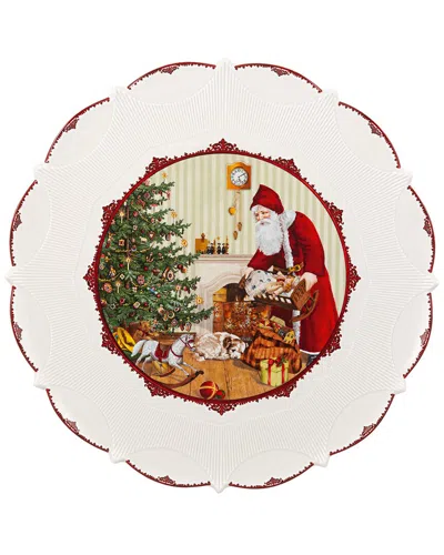 Villeroy & Boch Christmas Toy's Fantasy Santa Brings Gifts Large Pastry Plate In Multi