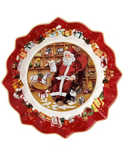 Villeroy & Boch Christmas Toy's Fantasy Santa Footed Bowl In Red
