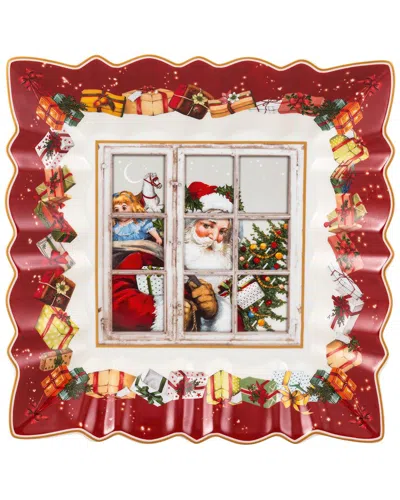 Villeroy & Boch Christmas Toy's Fantasy Santa Large Square Bowl In Red