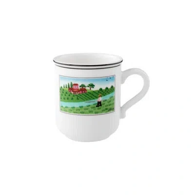 Villeroy & Boch Design Naif 10 Oz. Fisherman Coffee Mug In White;green
