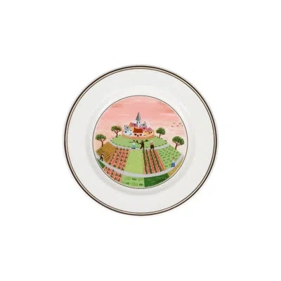 Villeroy & Boch Design Naif 6.75" Bread And Butter Plate - Farmers Village In Green;pink