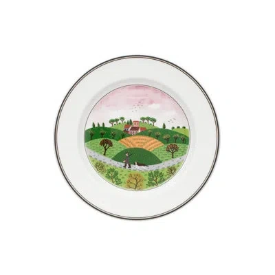 Villeroy & Boch Design Naif 8.25" Hunter And Dog Salad Plate In Brown;green