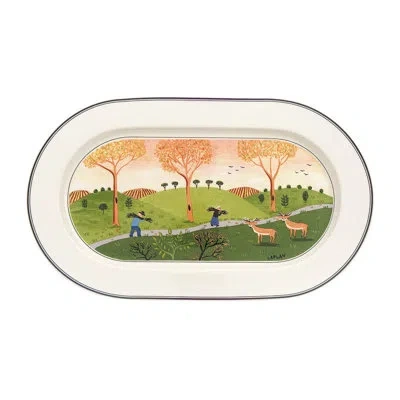 Villeroy & Boch Design Naif Oval Platter In Brown;green;orange