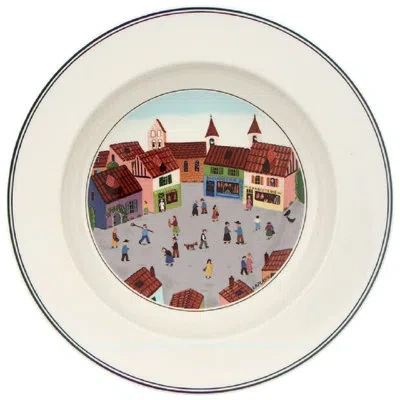 Villeroy & Boch Design Naif Rim Soup Plate - Old Village Square In Brown;gray;cream