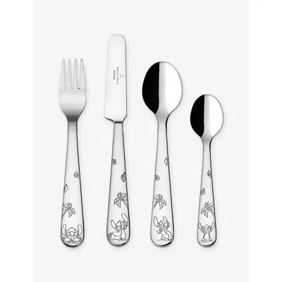Villeroy & Boch Disney Stitch Children's Four-piece Stainless-steel Cutlery Set In Silver