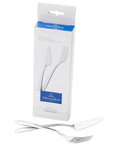 Villeroy & Boch Daily Line Fish Set With Gift Box In Silver