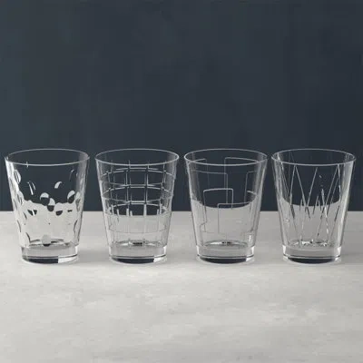 Villeroy & Boch Dressed Up Set/4, 9 oz Assorted Crystal Tumblers In Clear
