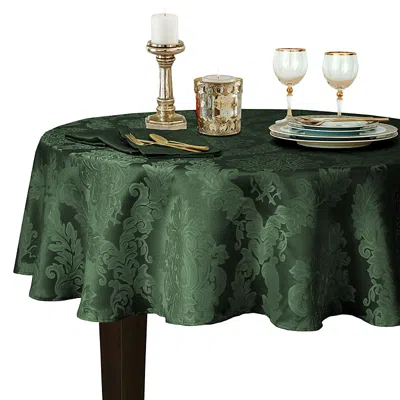 Villeroy & Boch Elrene Barcelona Jacquard Damask Round Tablecloth, 90 X 90 In Hunter