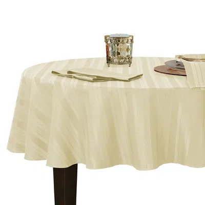 Villeroy & Boch Elrene Denley Stripe Jacquard Round Tablecloth, 70 X 70 In Ivory