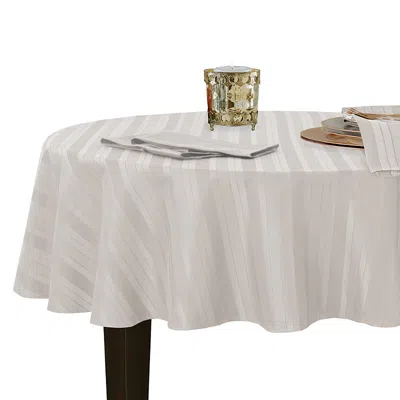 Villeroy & Boch Elrene Denley Stripe Jacquard Round Tablecloth, 70 X 70 In White