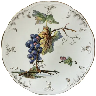 Pre-owned Villeroy & Boch Faience Grapes Plate , Circa 1900 In Purple
