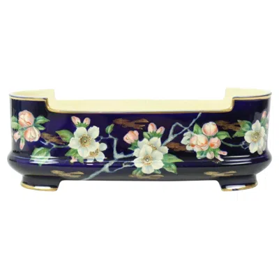 Pre-owned Villeroy & Boch Florale Art Nouveau Flower Pot Taiping Circa 1900 In Black