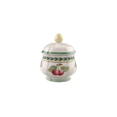 Villeroy & Boch French Garden 6.75 Oz. Fleur Sugar Bowl With Lid In Green;yellow