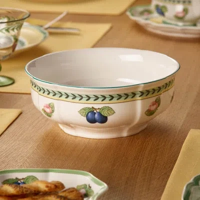 Villeroy & Boch French Garden Fleurence 8.5" Round Serving Bowl In White;green;yellow
