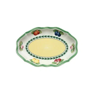 Villeroy & Boch French Garden Gravy Boat Saucer/pickle Dish In White;green;yellow