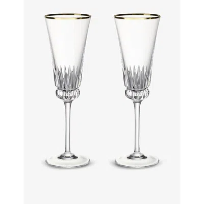 Villeroy & Boch Grand Royal Gold Crystal-glass Champagne Flutes Set Of 2 In Transparent