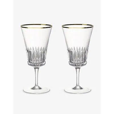 Villeroy & Boch Grand Royal Gold Crystal-glass Water Goblets Set Of 2 In Transparent