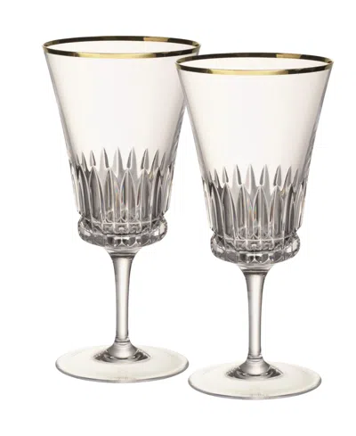 Villeroy & Boch Grand Royal Gold-tone Water Goblet Glasses, Pair Of 2 In Clear