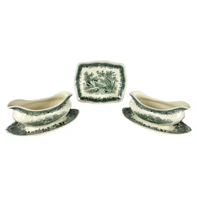 Pre-owned Villeroy & Boch Gravy/saucer Bowls And Serving Dish  Decor Green Burgenland