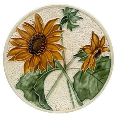 Pre-owned Villeroy & Boch Large Majolica Sunflower Platter , Circa 1920 In Sand