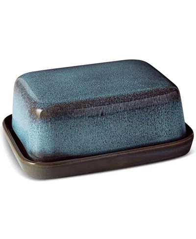 Villeroy & Boch Lave Glace Covered Butter Dish In Bl Grn
