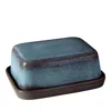 Villeroy & Boch Lave Glace Covered Butterdish In Blue