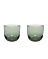 Villeroy & Boch Like Double Old Fashioned Tumbler Glasses, Set Of 2 In Sage Green