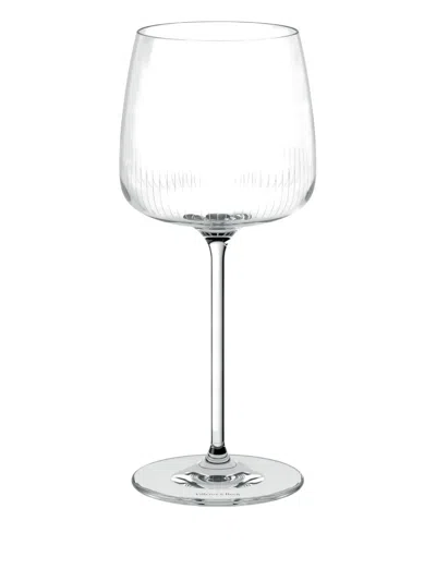 Villeroy & Boch Linear-etched Wine Glasses (set Of Four) In White