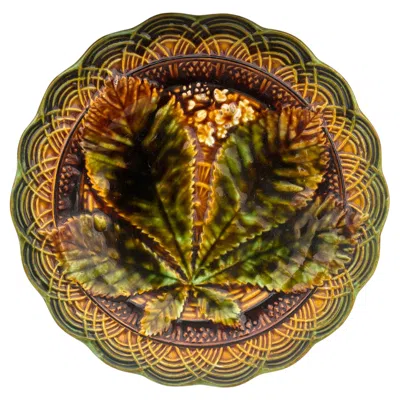 Pre-owned Villeroy & Boch Majolica Chesnut Leaf Plate , Circa 1890 In Brown