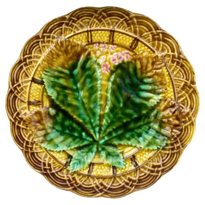 Pre-owned Villeroy & Boch Majolica Chesnut Leaf Plate , Circa 1890 In Brown