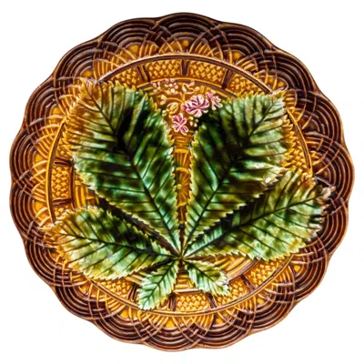 Pre-owned Villeroy & Boch Majolica Chesnut Leaf Plate , Circa 1890 In Brown